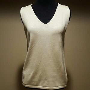 Taupe. Knit V Neck Tank Top Medium